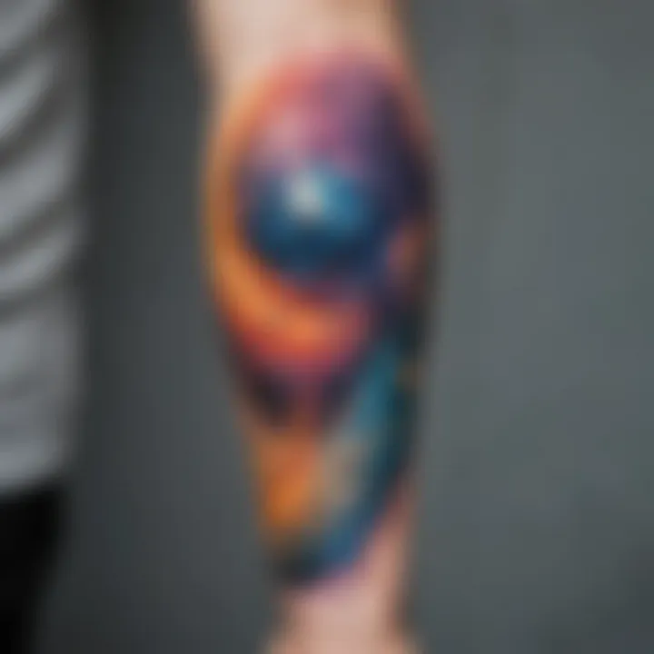 Abstract watercolor arm tattoo