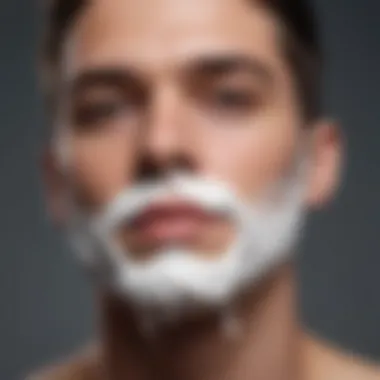 The Art of Shaving Cream Application Close-up of shaving cream application on skin