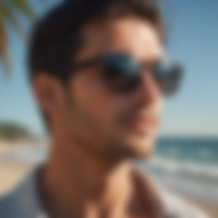 Classy sunglasses with beach background