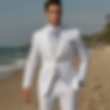 Tailored seersucker suit for groom