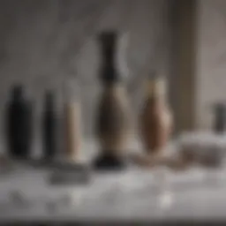 Beard grooming tools on a marble countertop