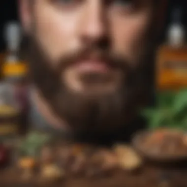 Close-up of natural ingredients used in beard grooming products