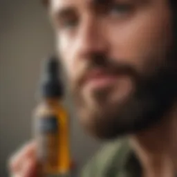 Beard oil bottle with natural ingredients