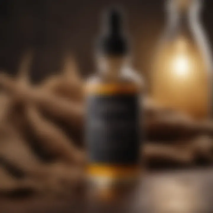 Beard oil bottle with natural ingredients