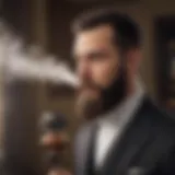 A stylish beard steamer in use, showcasing steam rising