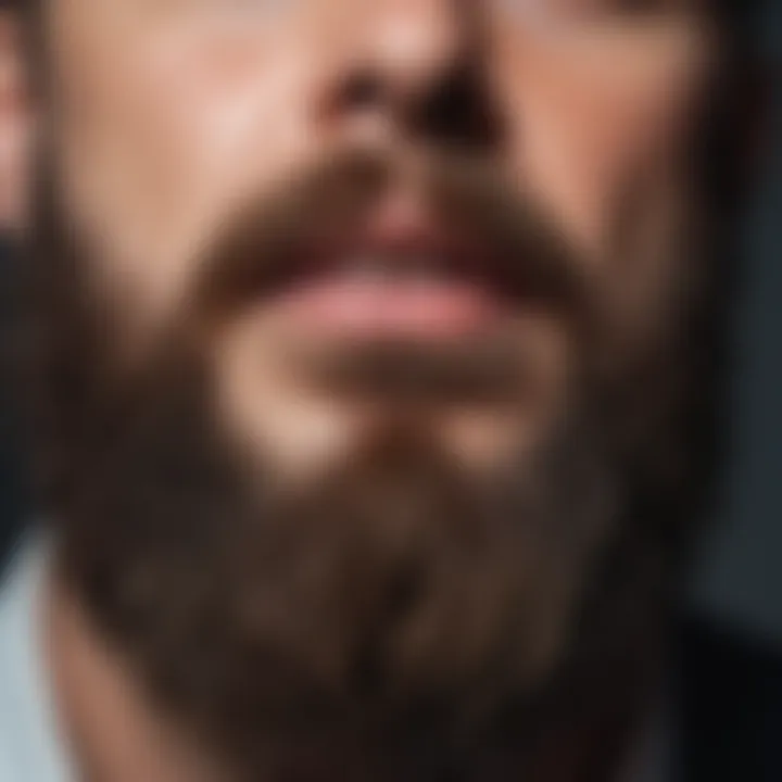 Close-up of a comb running through a well-groomed beard