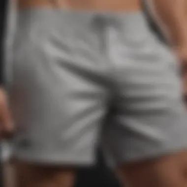 Material close-up of performance gym shorts