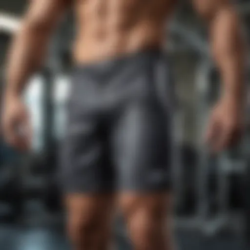 Stylish gym shorts in a fitness setting