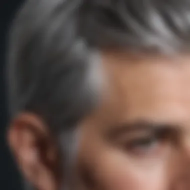 Close-up of healthy grey hair with shine