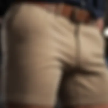 Close-up of tailored fit shorts