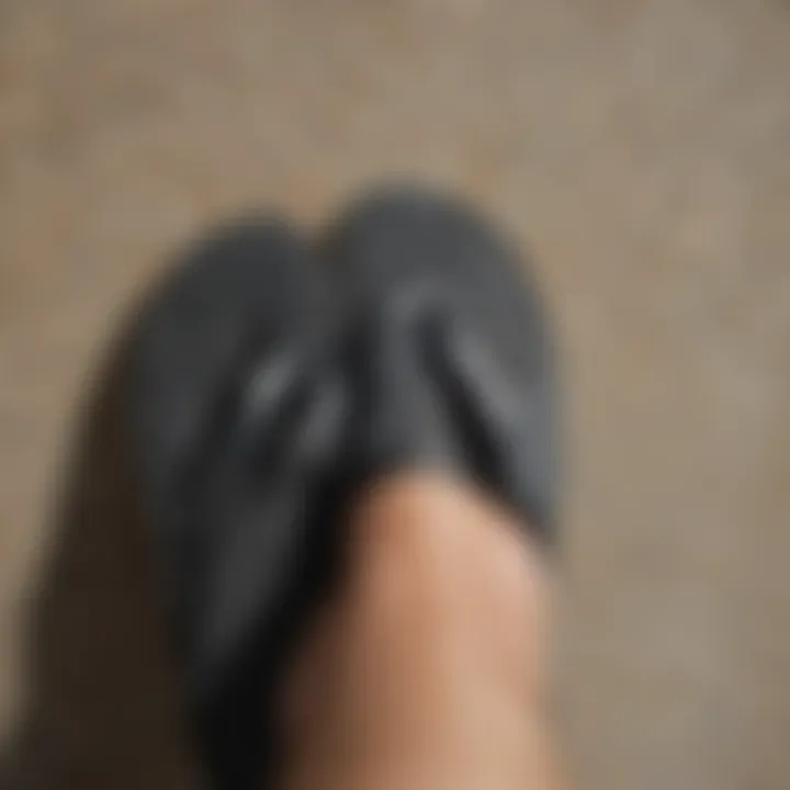 Close-up of high-quality materials used in walking flip flops