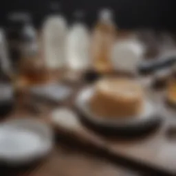 Preparation of bleaching materials arranged neatly on a table