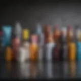 A vibrant array of hair color products displayed on a sleek countertop