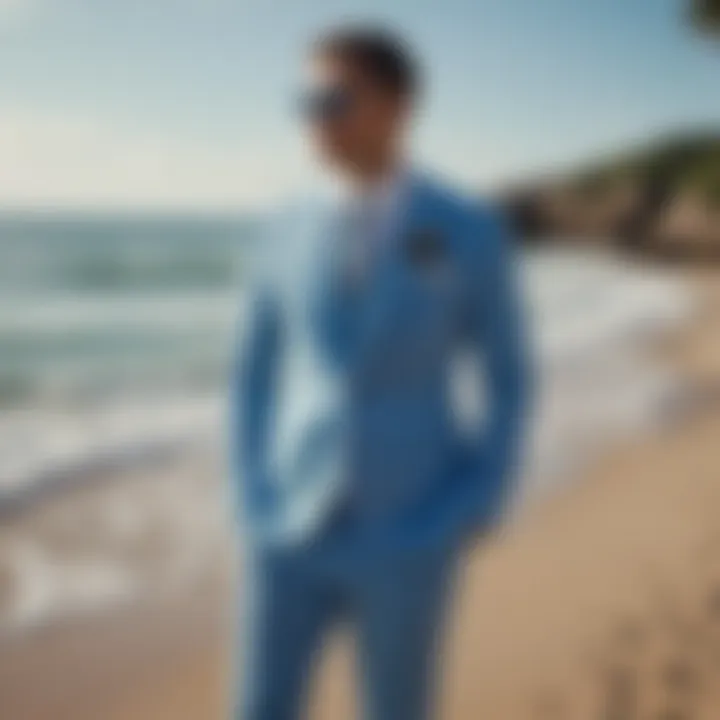 Blue Tropical Beach Wedding Suit