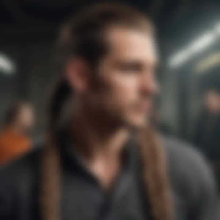 Confident man showcasing his braided long hair