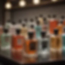 A selection of colognes displayed elegantly on a shelf
