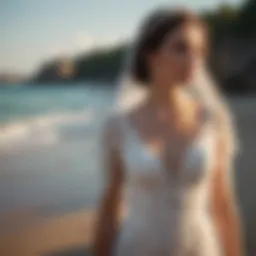 Elegant beach wedding attire for brides