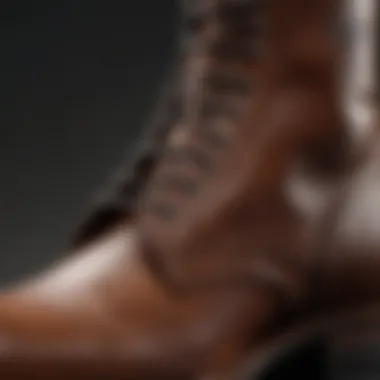 Close-up of premium quality leather used in steel toe boots