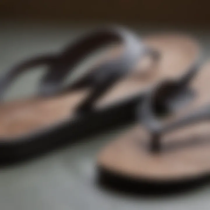 Close-up of high-quality materials used in flip flops