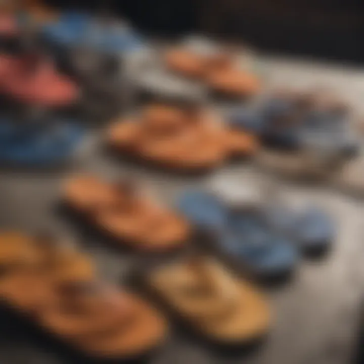 Comparison of different flip flop styles on display