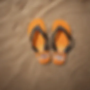 Stylish flip flops laid out on a beach