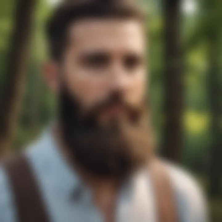 A serene outdoor setting showcasing a well-groomed beard against a backdrop of nature