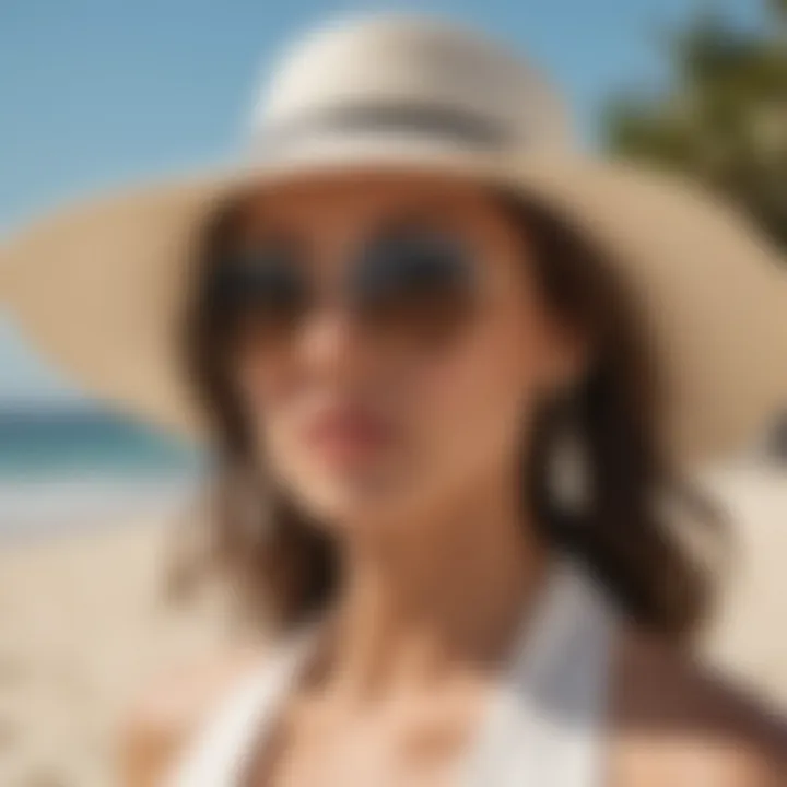 Stylish sunglasses and hat for beach wedding