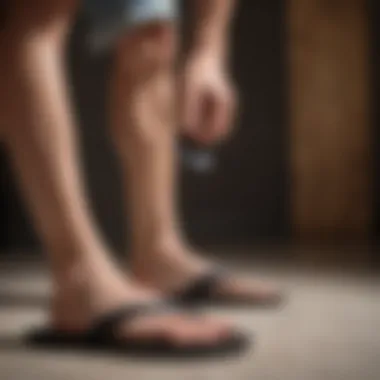 A person trying on flip flops for the perfect fit