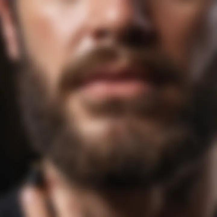 Detailed view of beard oil being applied to facial hair