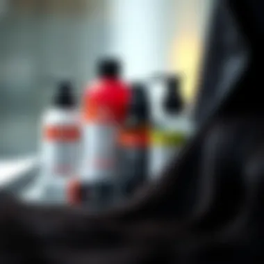 Essential Post-Dye Care Products A close-up view of hair care products to maintain dyed hair.