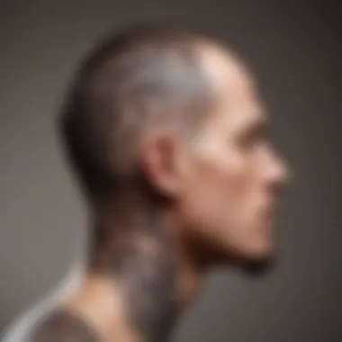 Dynamic Abstract Tattooed Hair Design on Bald Head