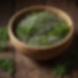 Aromatic herbs in a wooden bowl