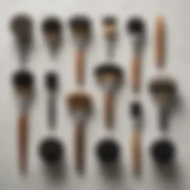 Various physical exfoliating tools such as brushes and scrubs neatly organized.