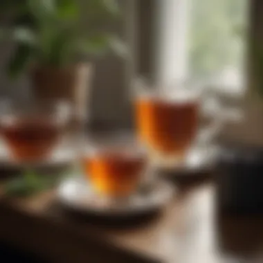 A tranquil morning scene featuring a cup of herbal tea, symbolizing a lifestyle change for better under-eye health.