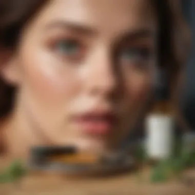 Natural Remedies for Under-Eye Care A collection of natural remedies displayed on a stylish countertop for reducing under-eye puffiness.