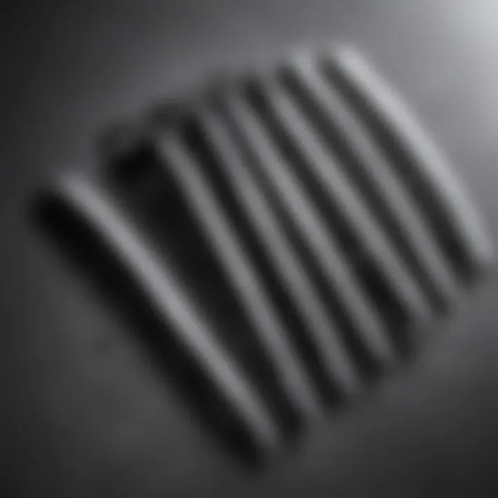 Close-up of a fine-toothed comb on a textured background