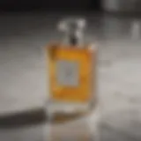 Elegant bottle of cologne on a marble surface