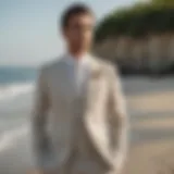 Elegant Linen Suit Beach Wedding Attire