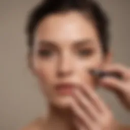 Elegant woman applying grooming technique