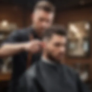 Barber creating a precise and stylish haircut for a client