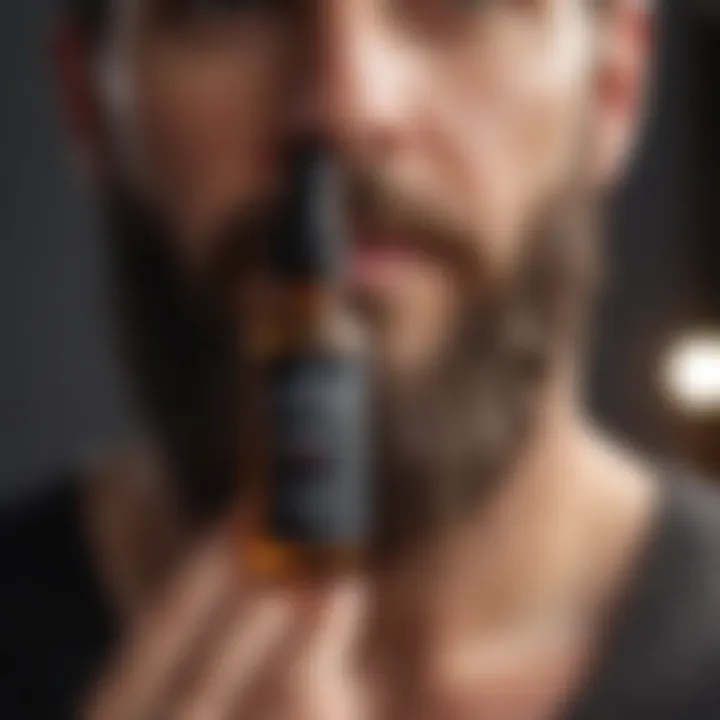 An organic beard oil bottle featuring natural ingredients