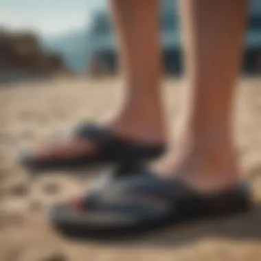 Ergonomic flip flops highlighting shock-absorbing sole