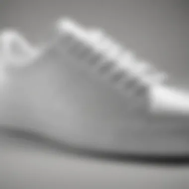 Close-up of white sneaker design highlighting craftsmanship