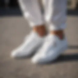 Stylish white sneakers paired with summer attire