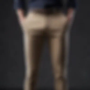 Modern slim-fit trousers on mannequin