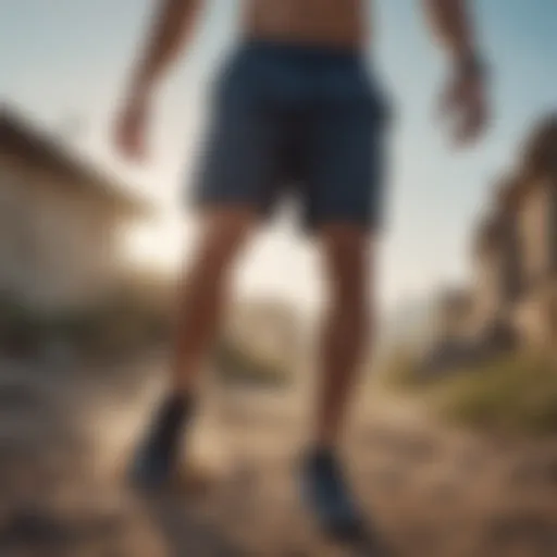 Dynamic outdoor scene showcasing active shorts in motion