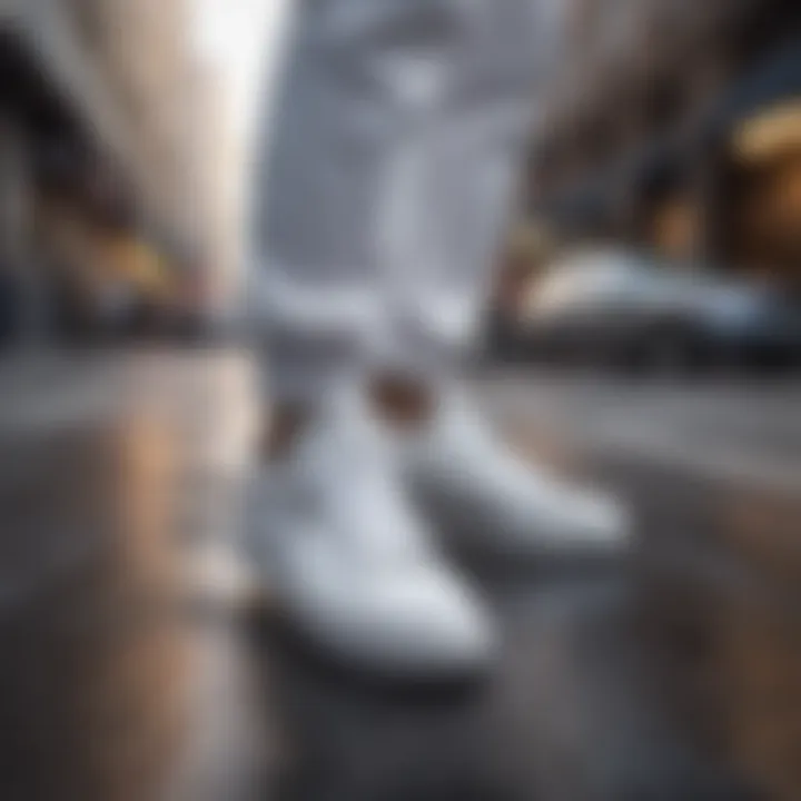 White sneaker in urban street setting