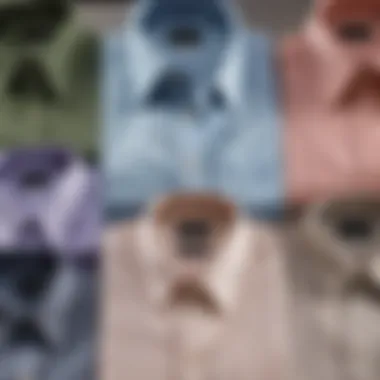 A stylish arrangement of button down shirts displaying various fit options.