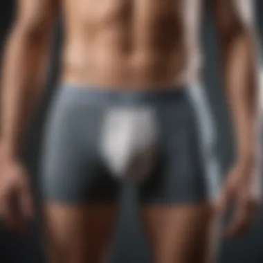 Stylish display of modern ball holding boxer briefs