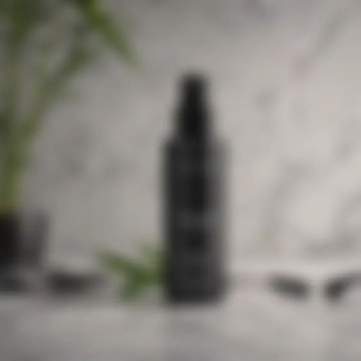 Bamboo charcoal toner bottle on marble background